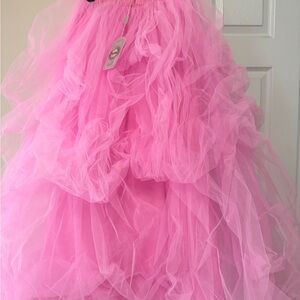 Pink Tulle Layered Skirt